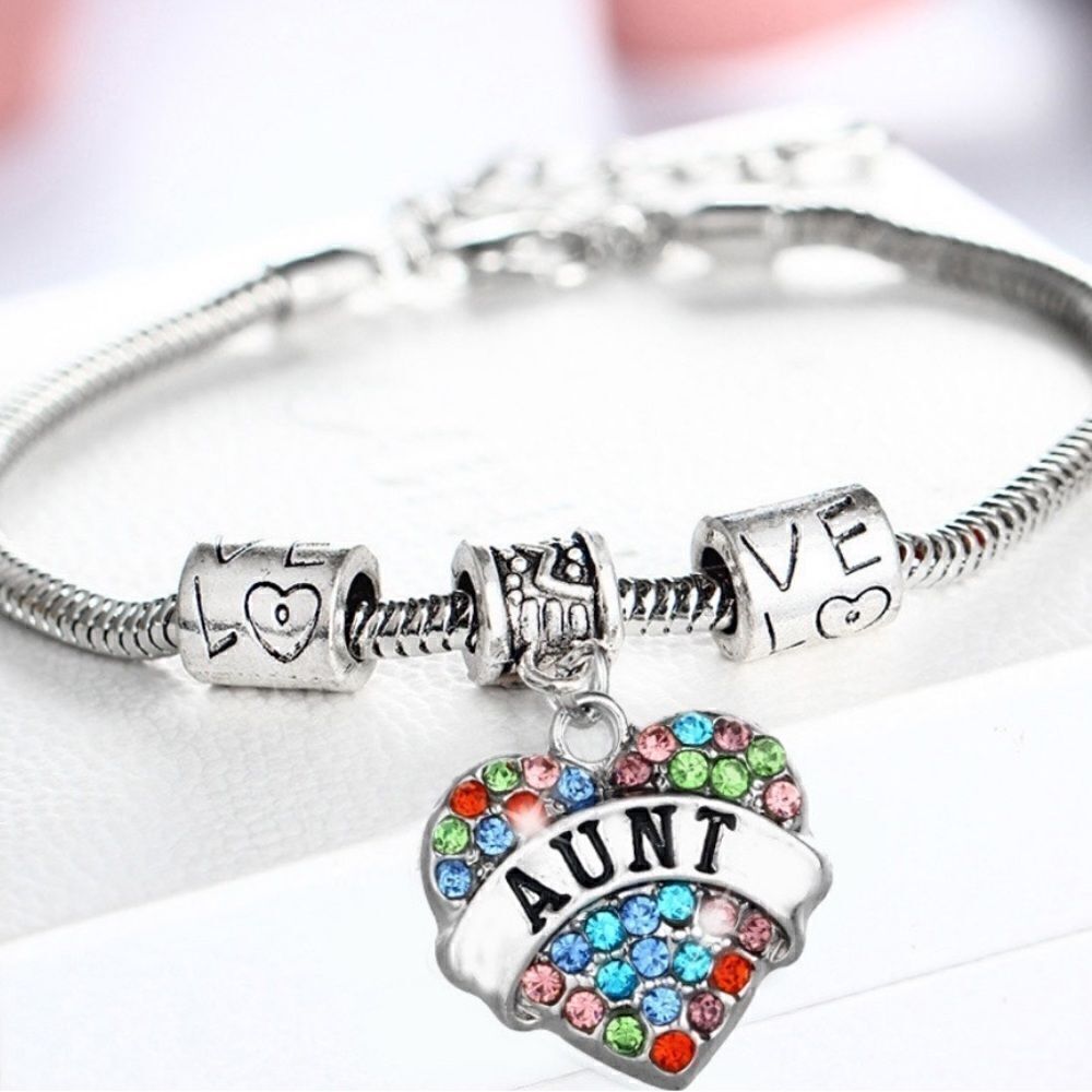 🎉🎉NEW🎉🎉 AUNT LOVE Bracelet w/ Colorful Rhinestones OS Adj Charms